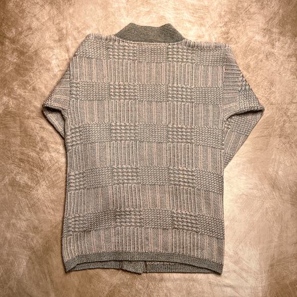 Vintage 70s The Villager Patchwork Plaid Knit Cardigan Sweater V Neck Academia - Picture 2 of 10